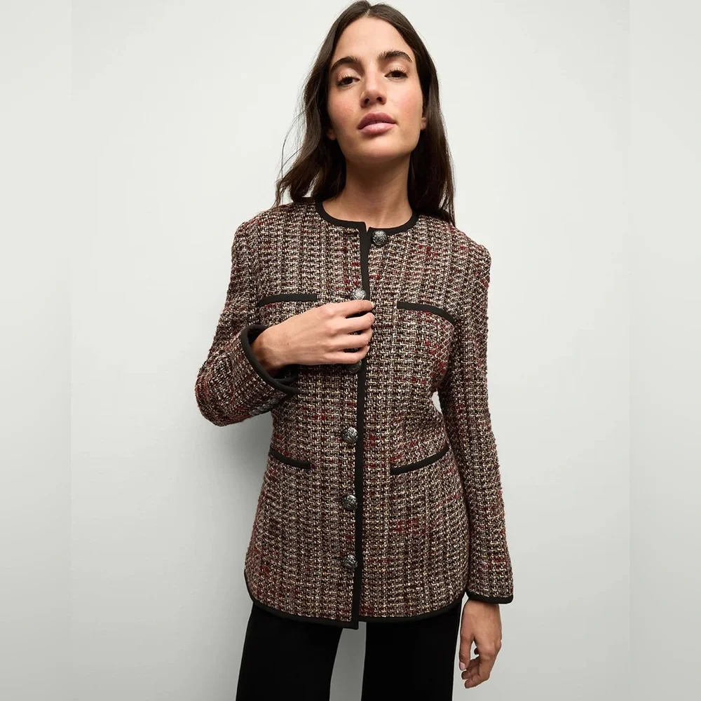 NEW Veronica Beard Watkins Dickey Tweed Collarless Jacket Grey Multi | size 2 - Picture 1 of 15